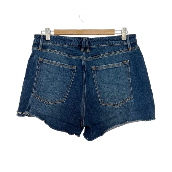 Good American Denim Shorts Indigo Blue Jean Cutoff Size 14 Size 32 - Picture 3 of 5